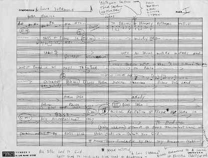 Anotaciones de John Coltrane en el papel para A Love Supreme